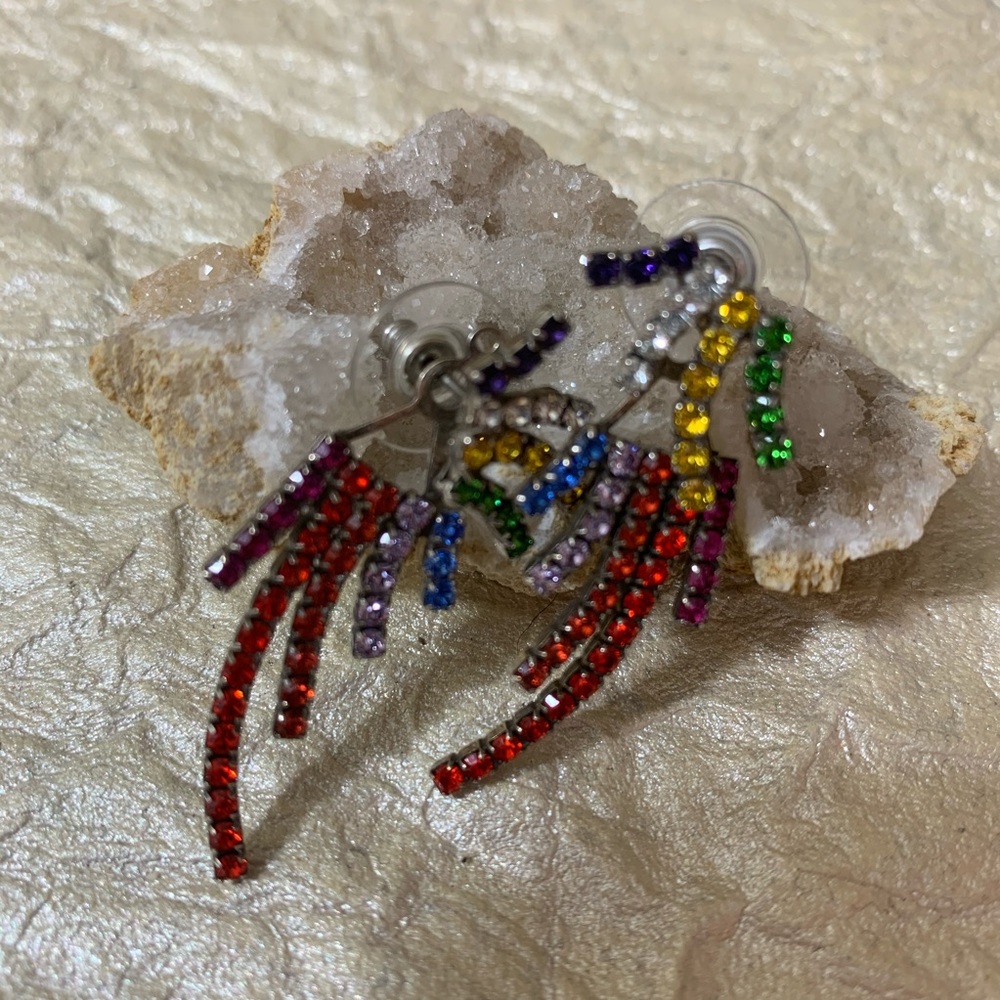 FIREWORK EARRINGS multicolored crystals rainbow